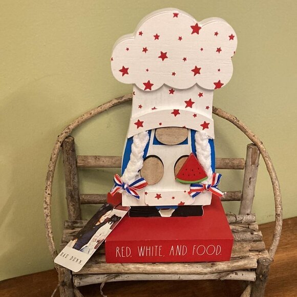 Rae Dunn "RED, WHITE AND FOOD" GNOME - Picture 1 of 6